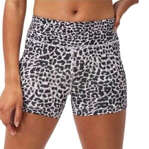 Outdoor Voices Snow Leopard Print Athletic Biker Shorts Womens Small White Black
